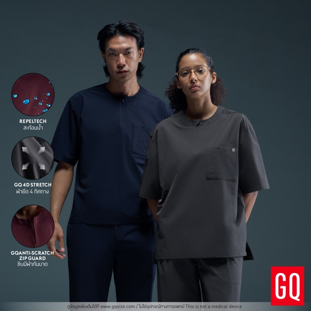 [ไม่ปักชื่อ] GQ Pro MED Crew Neck Oversized Scrub​ เสื้อสครับคอกลมทรงโอเวอร์ไซซ์​