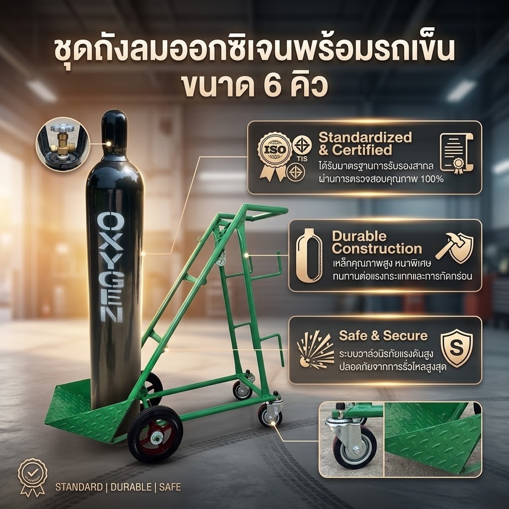 ถังลมออกซิเจน ขนาด 6 คิวพร้อมรถเข็น