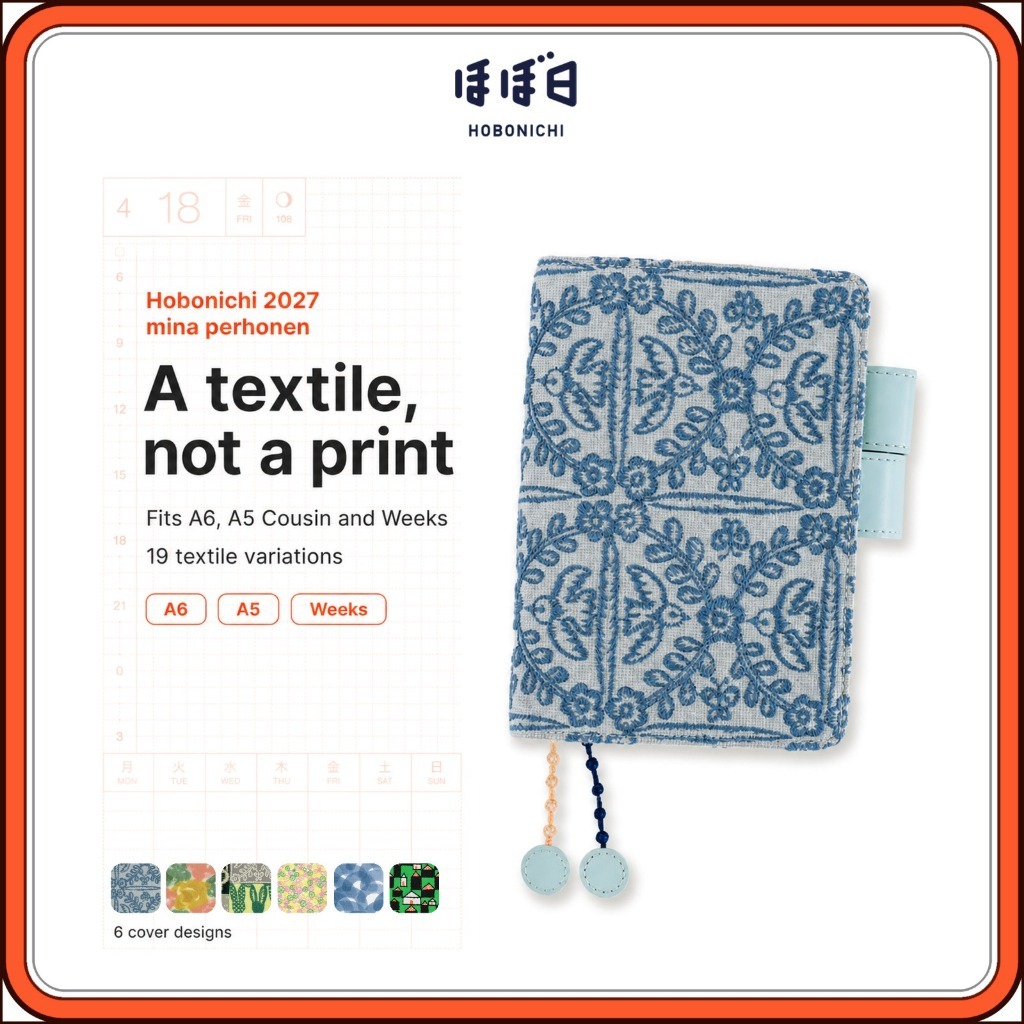 Hobonichi Techo 2027 Mina Perhonen Planner Cover A6 Original A5 Cousin Weeks