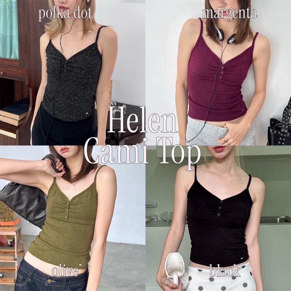 Choosedress A2062 Helen Cami Top เสื้อสายเดี่ยวดีเทลกระดุม