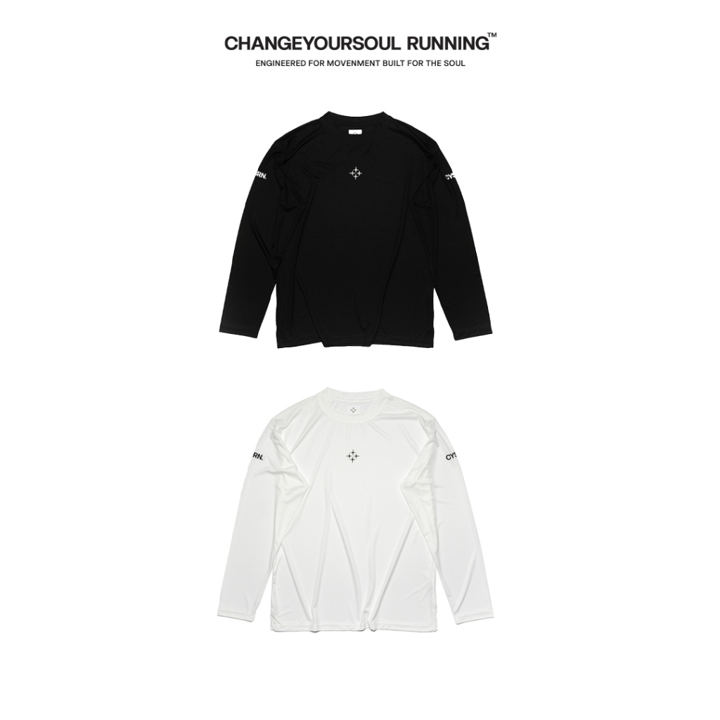 CYS Running Oversize Long-Sleeved เสื้อวิ่ง แขนยาว สีขาว/สีดำ Unisex ss26/2