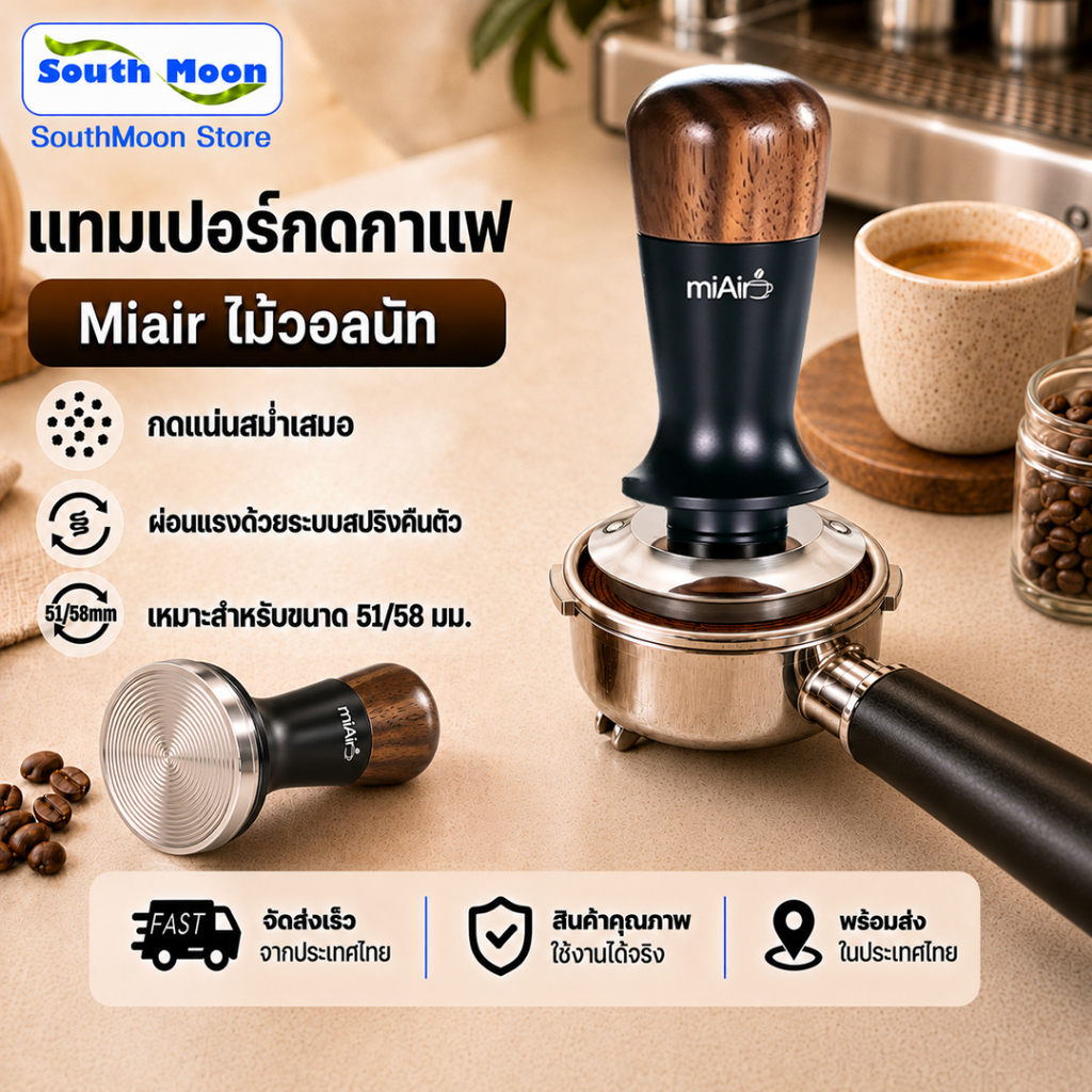 Miair Coffee Tamper เเทมเปอร์ ที่กดกาแฟมาการอง 51/58 mm ที่อัดกาแฟเครื่องชงกาแฟสด ทมเปอร์มาการอง