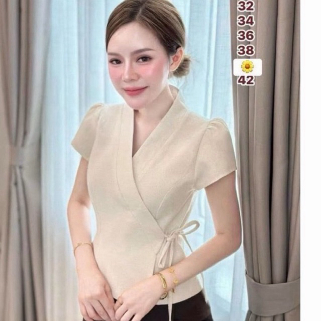 เสื้อผ้าฝ้ายเค้นมือ แขนสั้น ทรงสวย ใส่สบาย 2 สี อก 32-42 นิ้ว ดีไซน์เรียบง่าย ปรับทรงได้ ผ้าฝ้ายคุณภาพดี