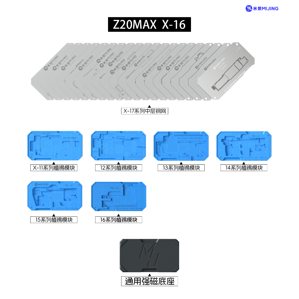 Mijing Z20 Max เมนบอร์ดชั้นกลางปลูกแพลตฟอร์มดีบุกสำหรับ iPhone X ถึง 17Pro Max