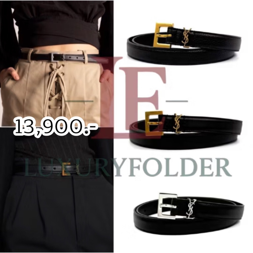 YSL Saint Laurent เข็มขัด หนังบาง รุ่น 554465 (2 CM.) ของแท้ 100%