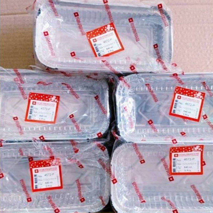 (ชุดละ 5 แพค) ถาดฟอยล์ ถ้วยฟอยล์ 4572-P พร้อมฝา ยี่ห้อ Star Products แพคละ 5 ชิ้น