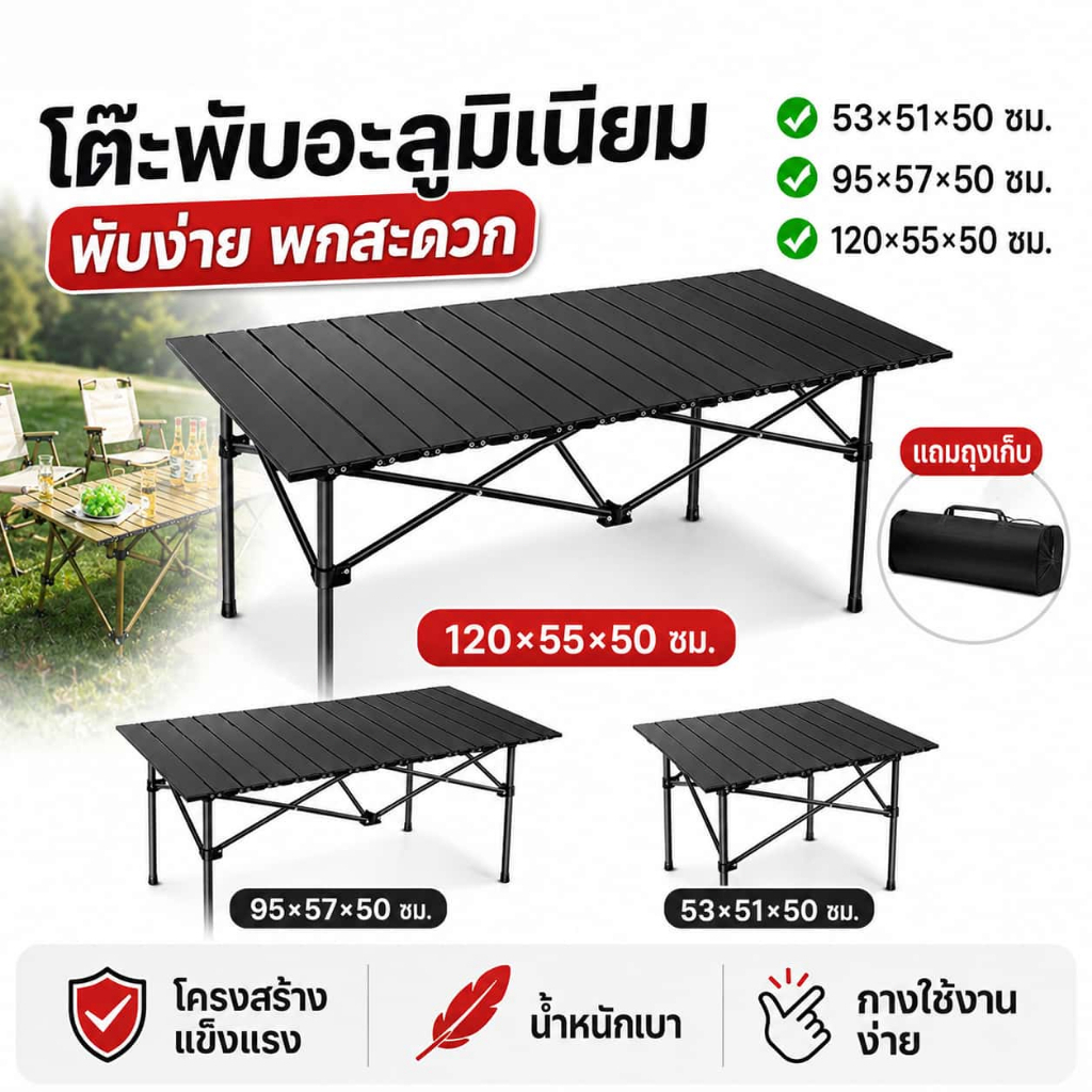 เก้าอี้แคมป์ปิ้ง พับได้ เก้าอี้สนาม อุปกรณ์แคมป์ปิ้ง แบบพกพา ปิคนิค แถมถุงเก็บ รับน้ำหนัก 200KG