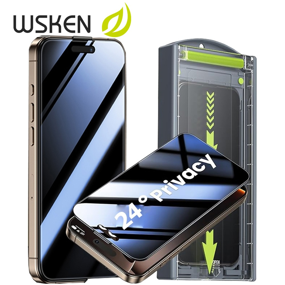 WSKEN แบบเต็มจอ ฟิล์ม 2 ชิ้น for ไอโฟน 18Pro 18ProMax 17 16 15 14 13 ไม่มีฟองอากาศ ติดตั้งง่าย Top ฟิล์มกระจก เอชดี กันร
