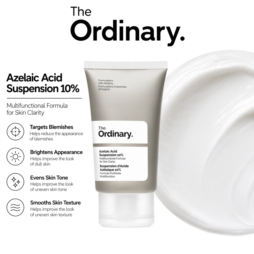 The Ordinary Azelaic Acid Suspension 10% 30ml｜ลดรอยสิว จุดด่างดำ สีผิวไม่สม่ำเสมอ ผิวเรียบเนียน กระจ่างใส