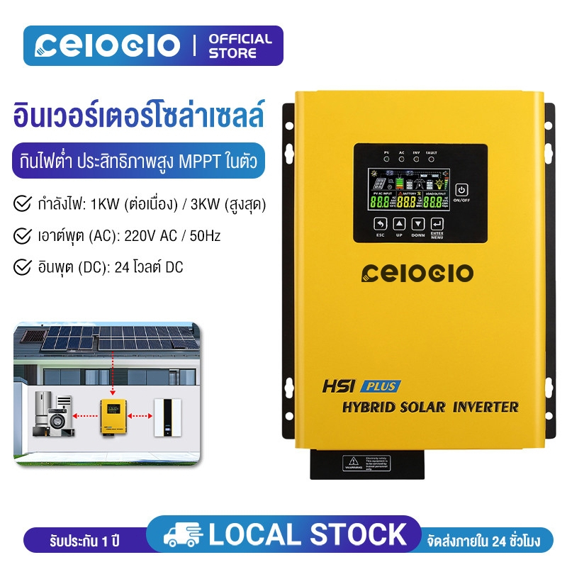 Celoglo  อินเวอร์เตอร์ หม้อแปลงเทอร์รอย ไฮบริด Inverter off grid hybrid โซล่าเซลล์ พีคได้ 3 เท่า เทอรอยด์ เพียวไซ