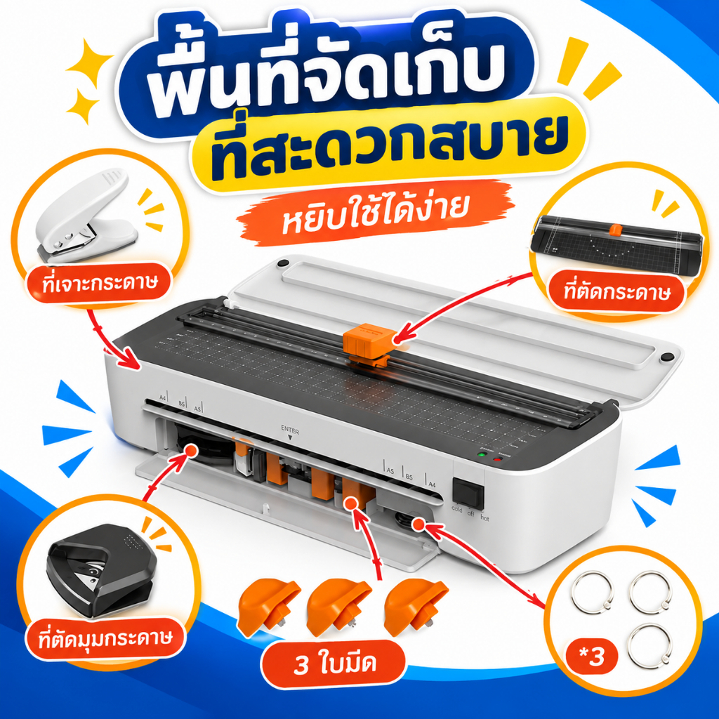 (พร้อมส่ง)เครื่องเคลือบบัตรA4 5IN1 SL388รุ่นใหม่ Laminate เครื่องเคลือบกระดาษA5 เอกสาร รูปภาพ