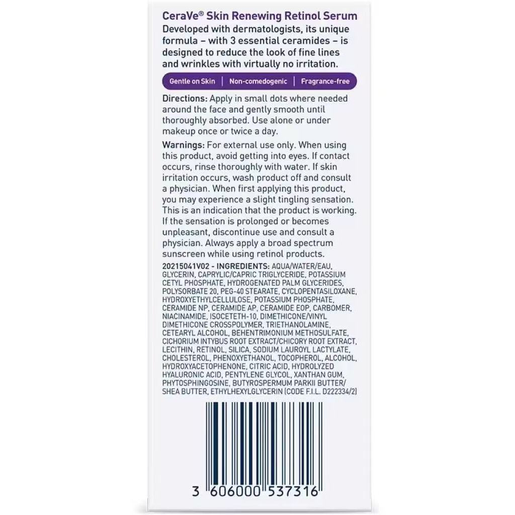 CeraVe - Skin Renewing Retinol Serum 30 mL เซราวี เรตินอล เซรั่ม รูปที่ 8