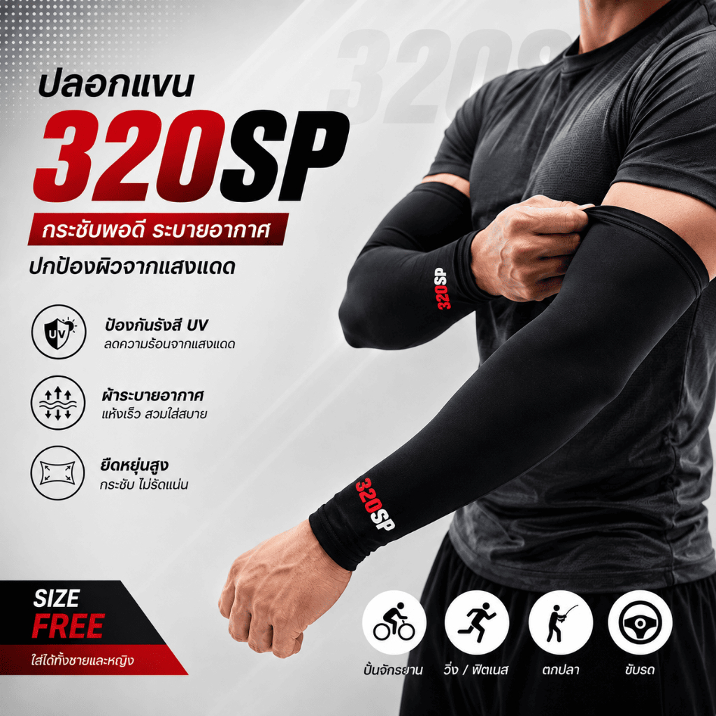 ปลอกแขน 320SP SIZE FREE กันUV ได้ ของใหม่ ส่งไว!! 320SP