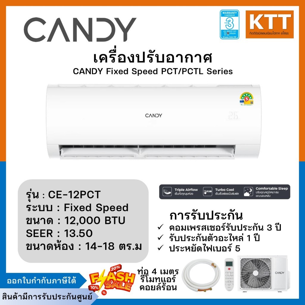 candy CE-12PCT เครื่องปรับอากาศติดผนัง