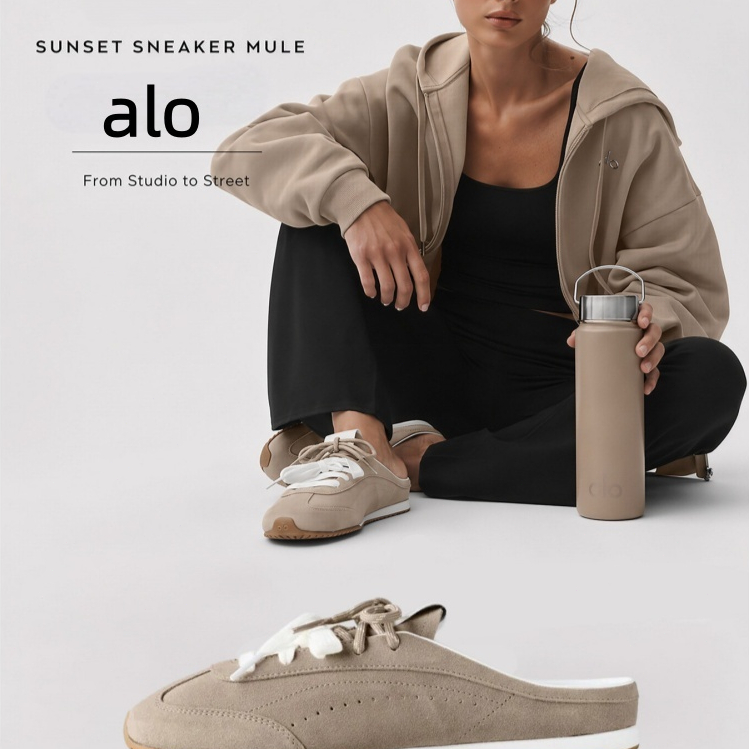 [100% Original] ALO half-slip-on mules summer flat loafers training shoes slip-on mules