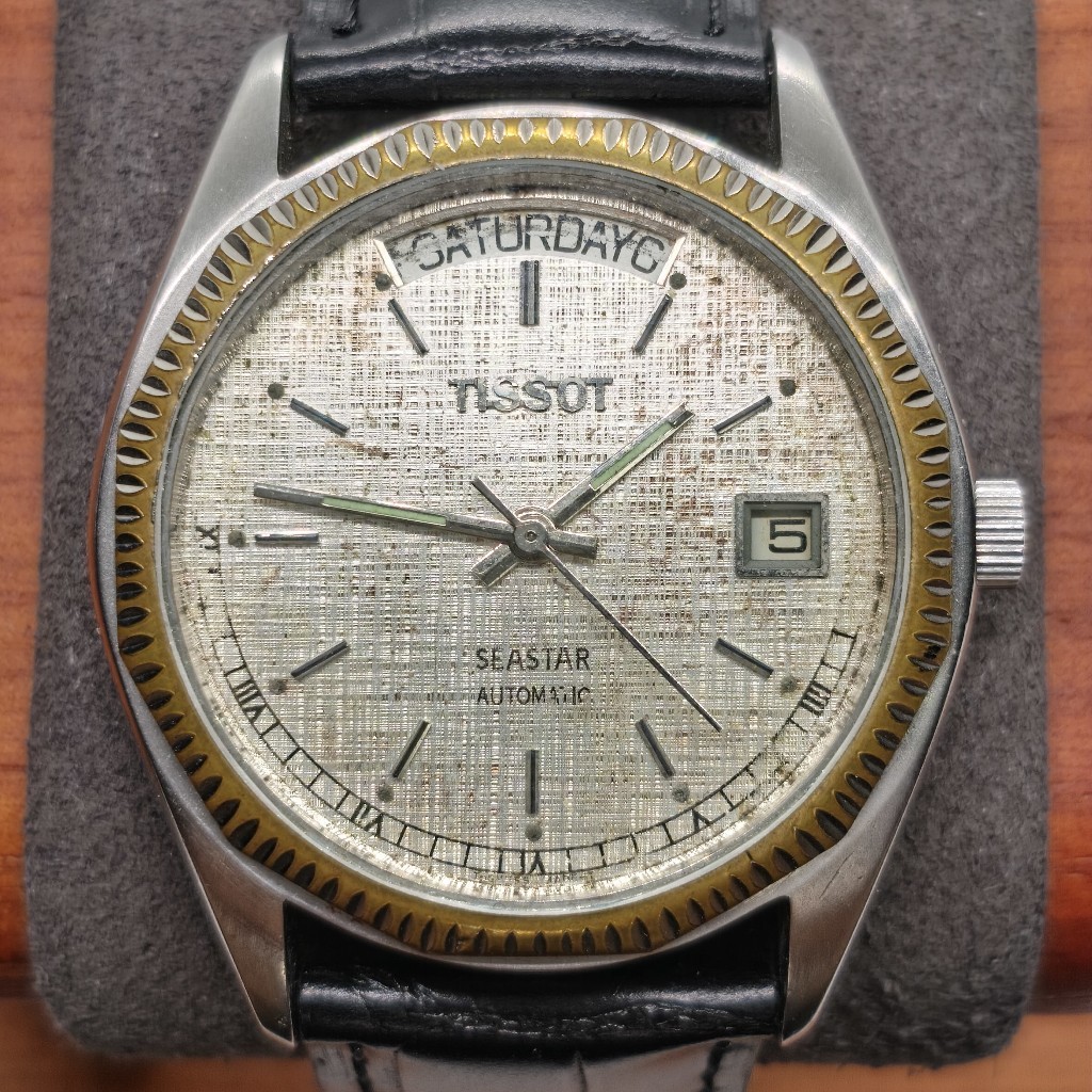 นาฬิกามือสอง TISSOT SEASTAR AUTOMATIC A583K “LINEN DIAL” 38.4 เดินพร้อมใช้