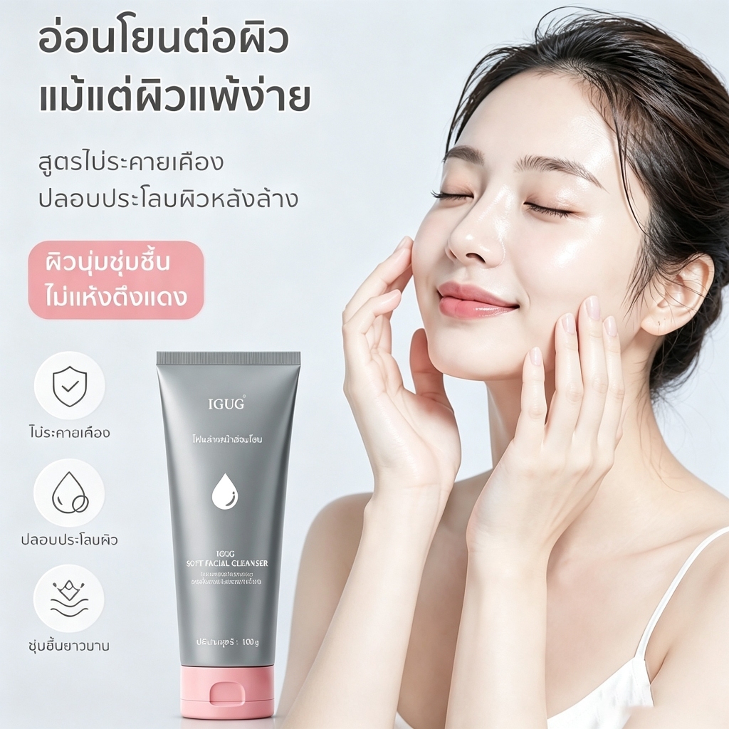 IGUG โฟมล้างหน้าอ่อนโยน ทำความสะอาดลึก คุมมัน ให้ความชุ่มชื้น ไม่ตึง 100g
