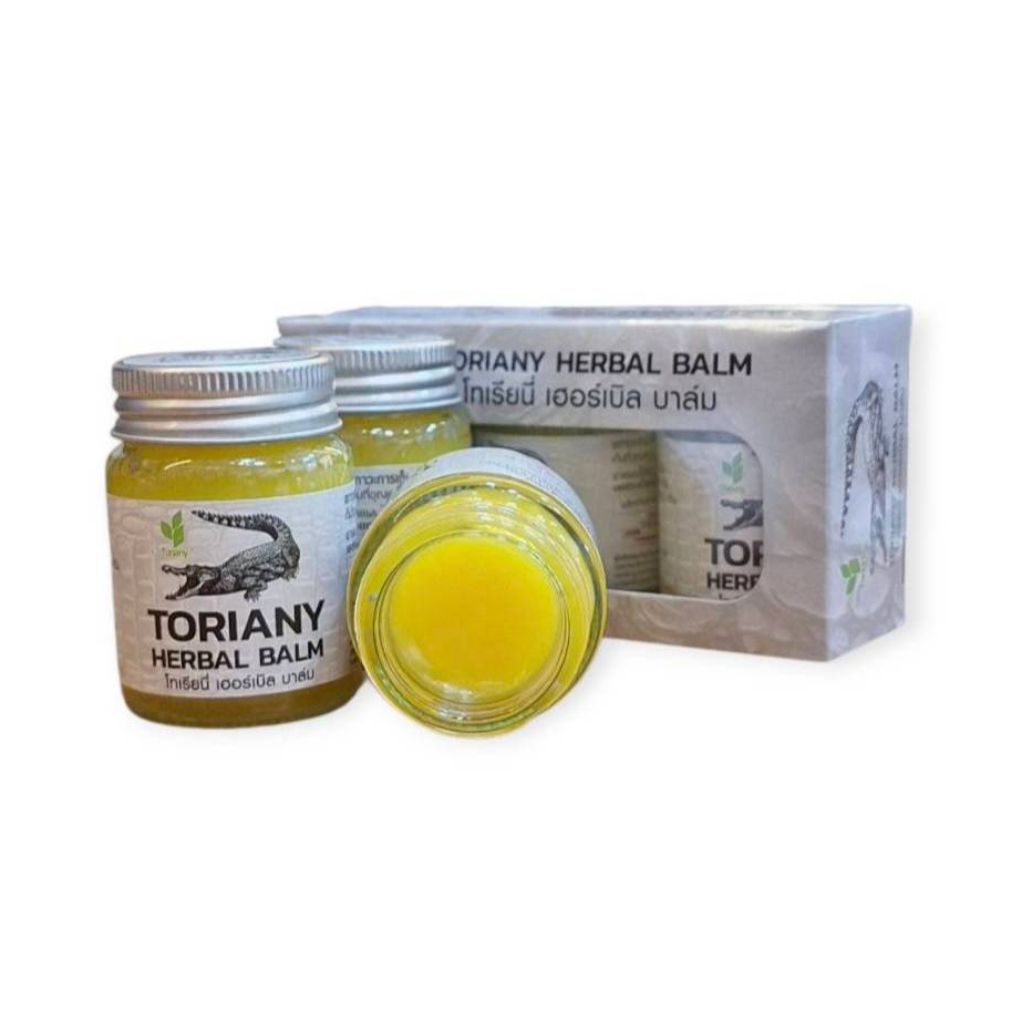crocodile herbal balm บาล์มจระเข้ TORIANY HERBAL 1 กล่อง มี 3 ขวด 30 กรัม