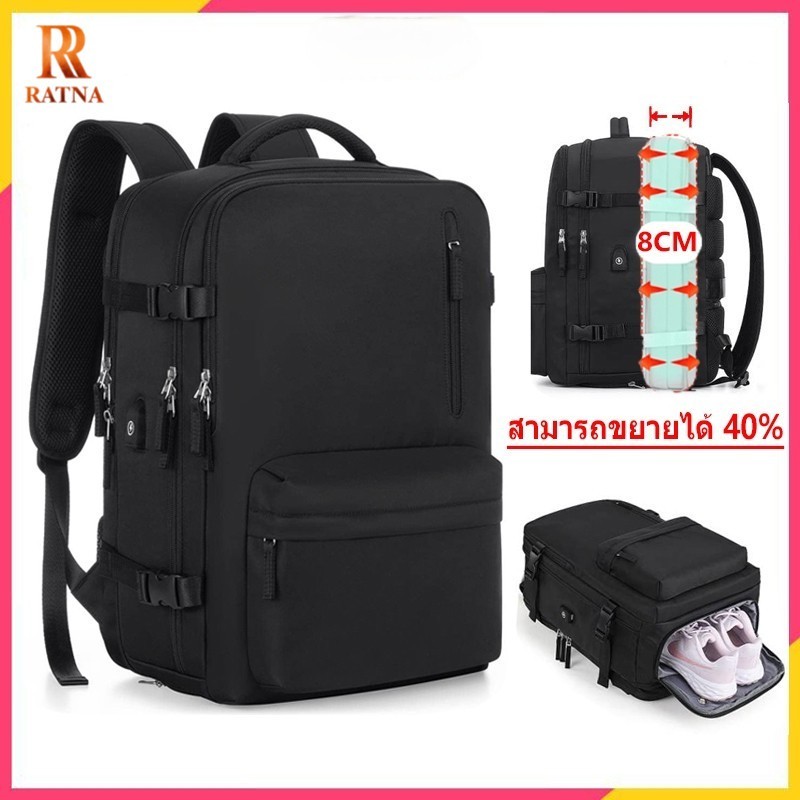 backpack🔥ปรับขนาดได้+คลังสินค้ารองเท้า🔥กระเป๋าเป้เดินทางขนาดใหญ่สําหรับผู้หญิง45ลขยายพกพาบนกระเป๋าเป้สะพายหลัง