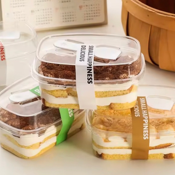 กล่องมูส คุกกี้ ถ้วยมูสเค้ก พร้อมฝา มีช้อนในตัว 5 แบบ แพค 10 ใบ ถ้วยวุ้น ทิรามิสุ บานอฟฟี่ บราวนี่