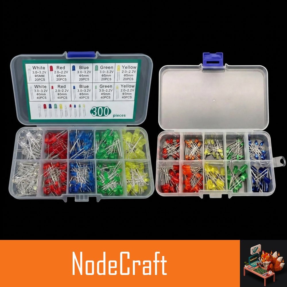 ชุดหลอด LED 3mm 5mm คละสี มีกล่อง เลือก 100 หรือ 300 ชิ้น สำหรับ Arduino, โครงงานวิทยาศาสตร์, DIY, บอร์ดทดลอง พร้อมส่ง