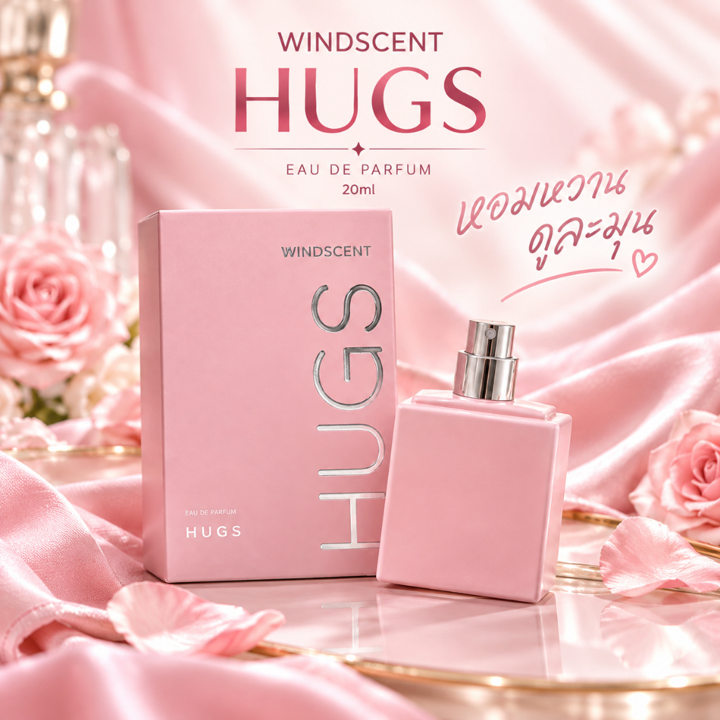 WINDSCENT HUGS Eau de Parfum 20ml น้ำหอมผู้หญิง กลิ่นหอมละมุน อ่อนโยน ขนาดพกพา