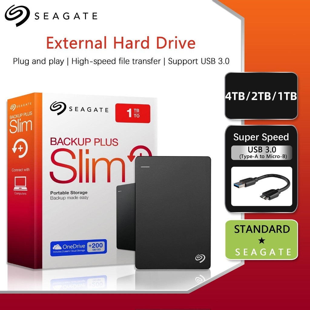 【จัดส่งในพื้นที่】Seagate hdd 1TB/2TB/4TB External Hard Disk ฮาร์ดดิสพกพา USB3.0 2.5" HighSpeed Exter