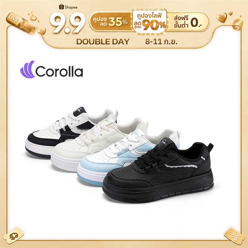 Corolla Work Shoes รองเท้าหนังลำลองผู้หญิง พื้นรองเท้าหนา ยืดหยุ่น หนังต้านพียู ต้านเชื้อแบคทีเรีย ร