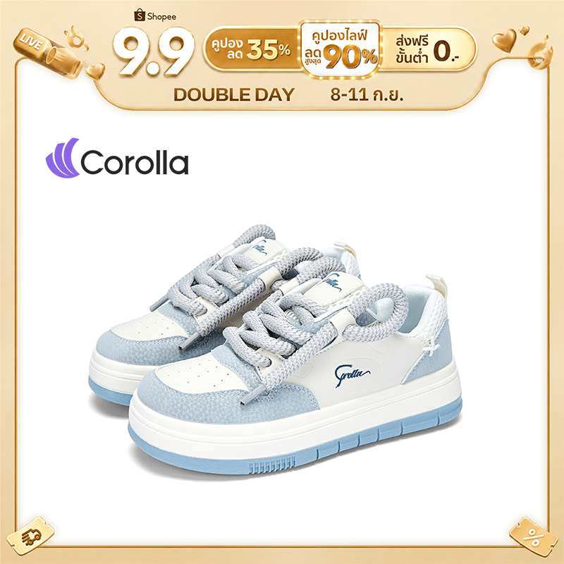 Corolla รองเท้าผ้าใบลำลองสำหรับผู้หญิง พื้นรองเท้ายืดหยุ่น ต้านเชื้อแบคทีเรีย วัสดุหนังพียู ระบายอาก