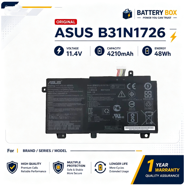 💻Battery B31N1726 11.4V 48Wh 4210mAh for ASUS FX504 / FX505 / FX505GM / FX505GE / FX80GD / FX86 / RO