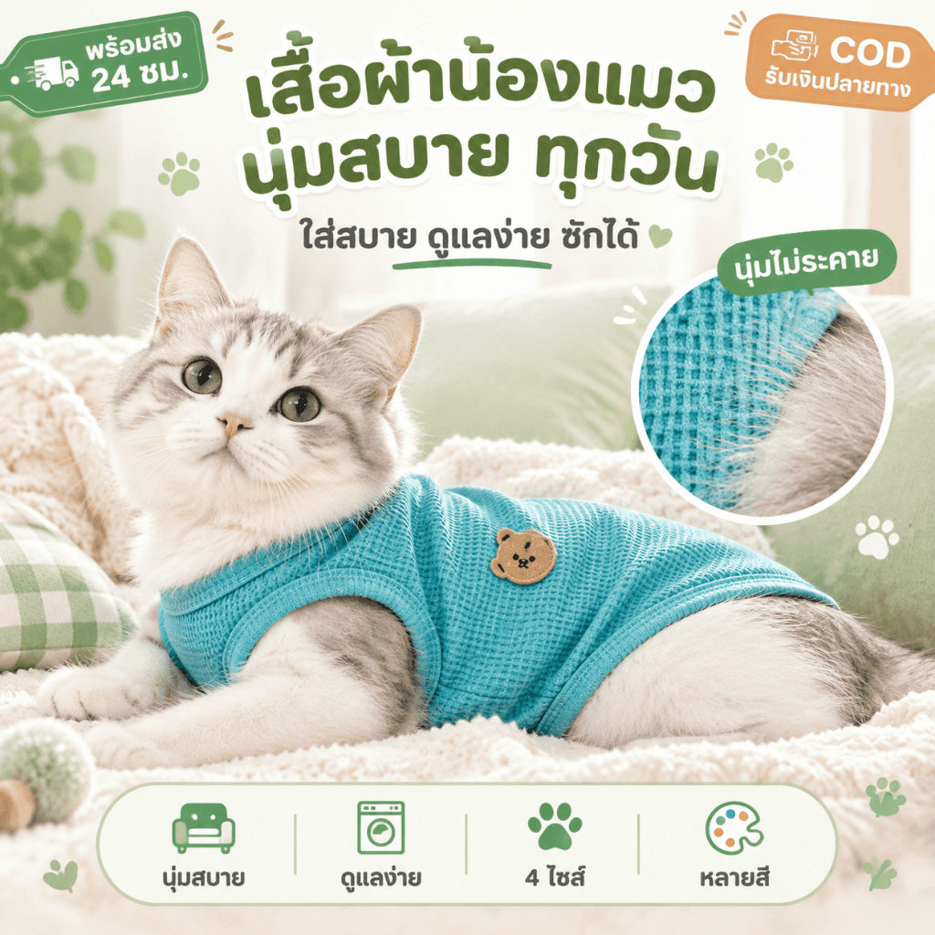 เสื้อผ้าสัตว์เลี้ยง เสื้อกั๊ก แบบบาง ระบายอากาศได้ดี ลายหมีน่ารัก สําหรับสุนัข แมว