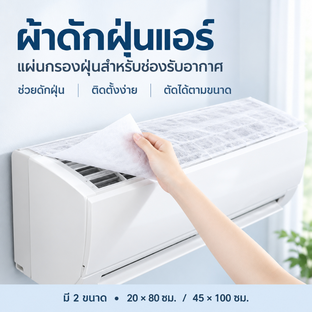 10PCS ผ้าดักฝุ่นแอร์ แผ่นกรองฝุ่นสำหรับเครื่องปรับอากาศ ช่วยกรองฝุ่นในอากาศ ติดตั้งสะดวก ฟิลเตอร์แอร์