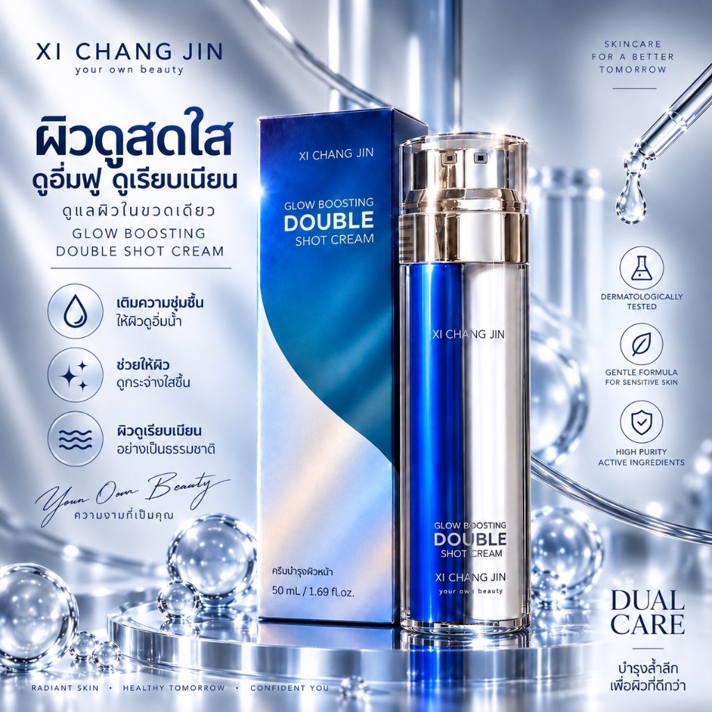 XI CHANG JIN ครีมบำรุงผิวหน้า GLOW BOOSTING DOUBLE SHOT CREAM 50 ml.