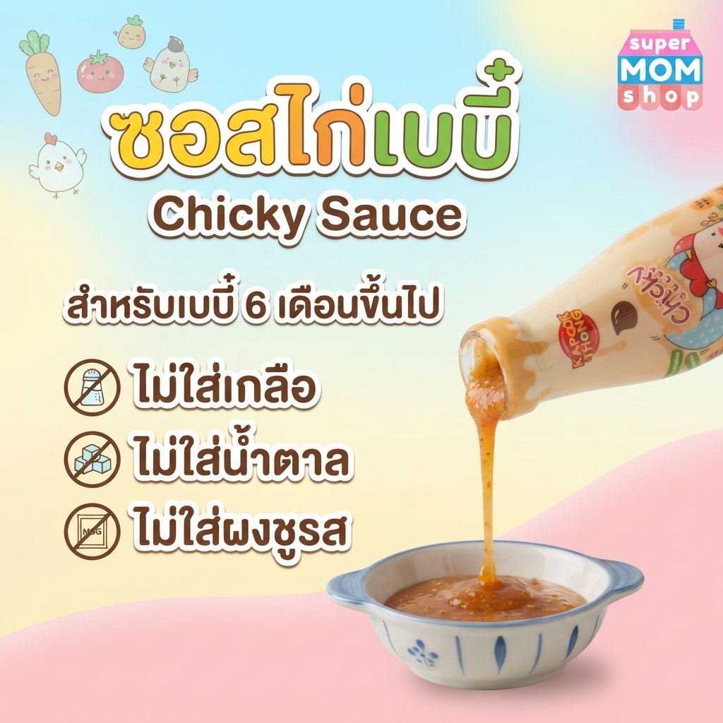 พร้อมส่ง ซอสไก่เบบี๋ Chicky Sauce กระปุกทอง ซอสปรุงเด็ก 6 เดือน Top 8 Free มีฮาลาล
