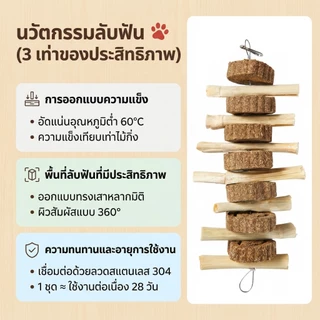 PETLUSCI🐰🐹โมบายคุ้กกี้ ของเล่นกระต่าย 6 แบบ ไม้แอปเปิ้ล ไผ่หวาน หญ้าอัดแท่ง หมดปัญหาฟันยาว