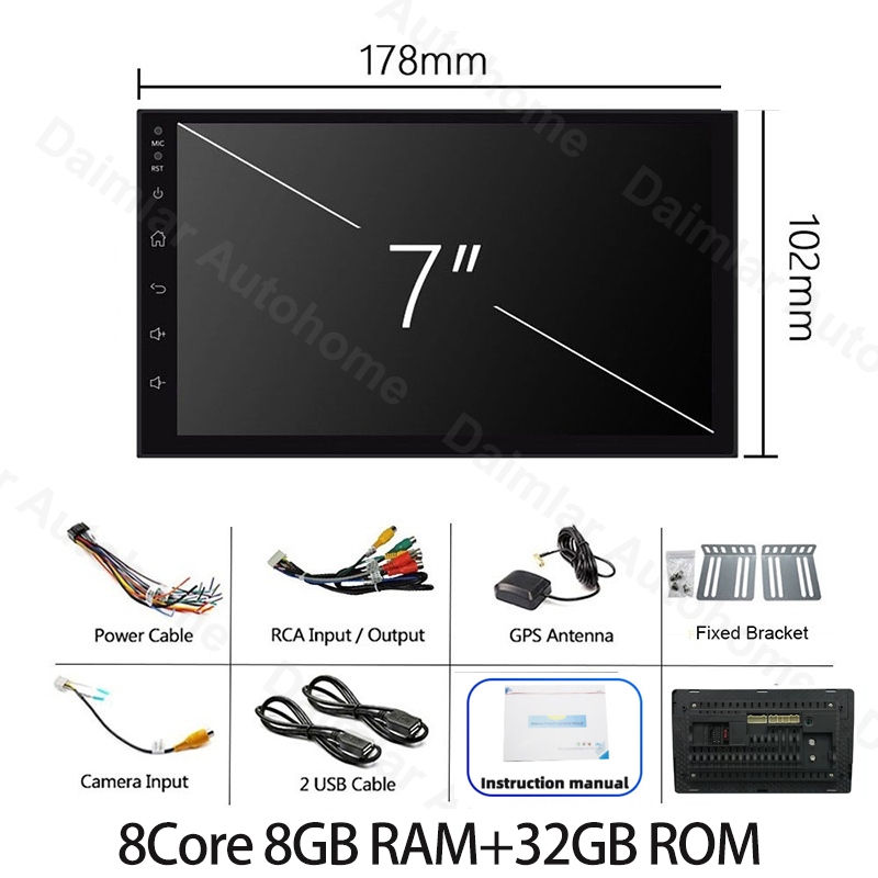 พัดลมเดี่ยว8คอร์8+64GB จอ Android รถยนต์  WIFI Android16 AI voice control carplay Android Auto GPS แ