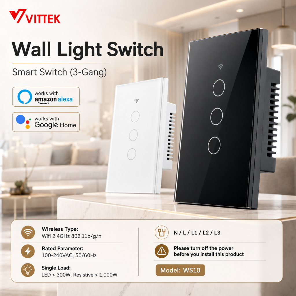 Smart WIFI Touch Switch 3 Gang สวิตช์ไฟอัจฉริยะ 3 Gang ปุ่มกดสวิตช์ติดผนัง แบบสัมผัส Smart Life รองร