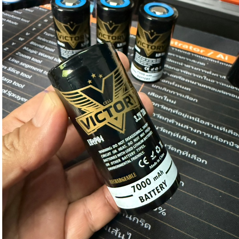 LiFePO4 Victory Battery 32700 3.2V ความจุ 7Ah แบบหัวเรียบ  คัด IR และชาร์จไฟแล้ว พร้อมใช้งาน
