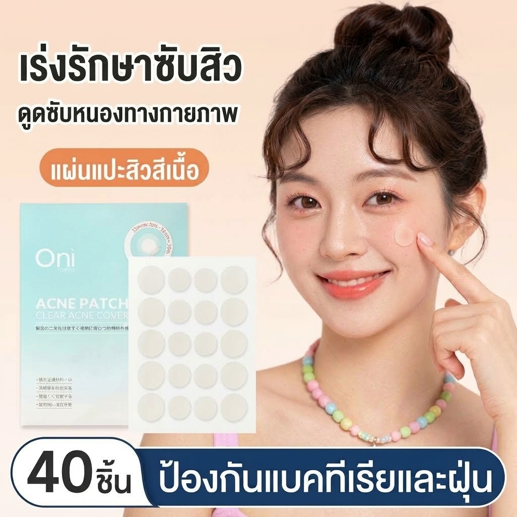 Oni Acne Patch แผ่นแปะสิว แผ่นซับสิว ป้องกันสิว Hydrocolloid Invisible Waterproof Acne Care 40 Dots
