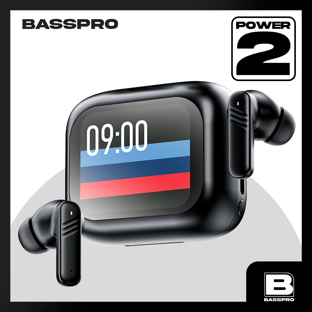 Basspro Power 2 หูฟังบลูทูธ ทัชสกรีน แบบ in-ear ระบบ ANC + ENC แท้ 100% เบสหนัก เสียงใส