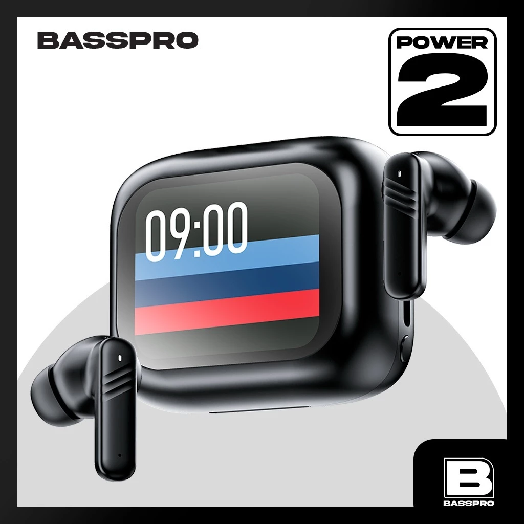 Basspro Power 2 หูฟังบลูทูธ ทัชสกรีน แบบ in-ear ระบบ ANC + ENC แท้ 100% เบสหนัก เสียงใส