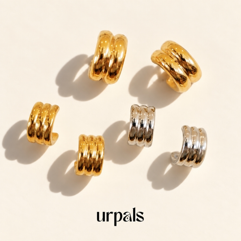 URPALS ต่างหู ต่างหูสายฝอ Stainless ชุบทอง18K ทนทาน แพ้ง่ายใส่ได้