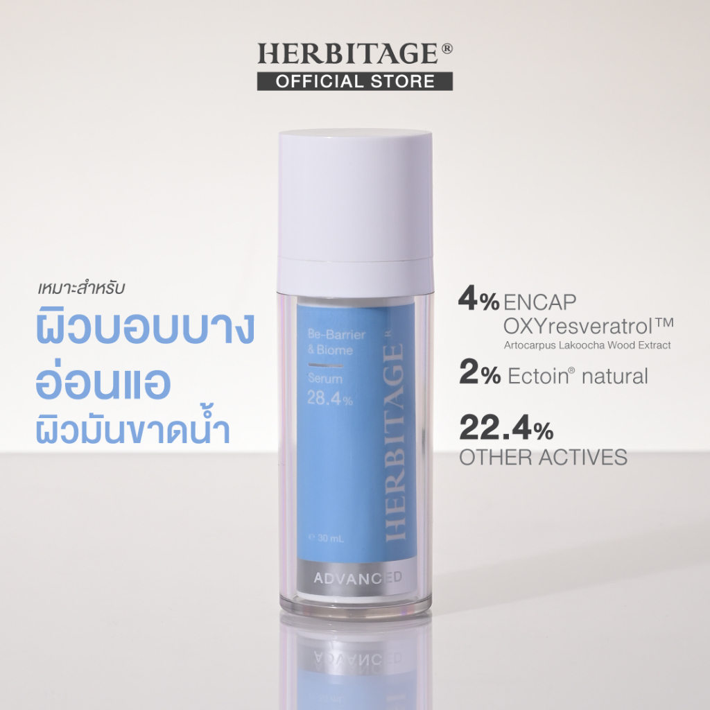 HERBITAGE Advanced Be-Barrier & Biome 28.4 Restoring Serum ( Encap OXYresveratrol + Ectoin + Azulene