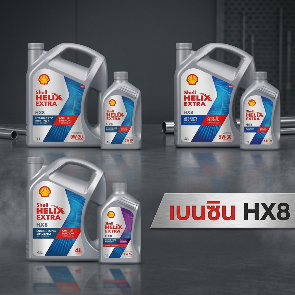 Shell Helix extra HX 8 ECO 0W-20 5W-30 5W-40 น้ำมันเครื่อง เบนซิน สังเคราะห์แท้ 4+1L 3+1L 0W20 5W40 