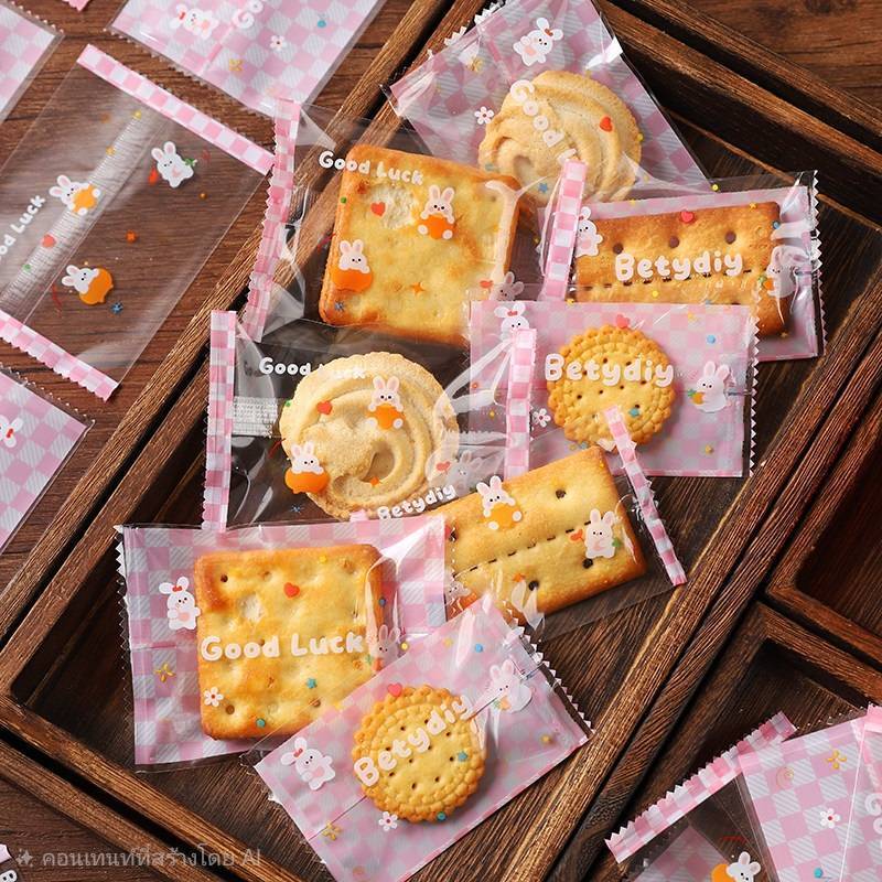 A little Mee Too ถุงซีล ใส่คุกกี้ ถุงขนม ลายน่ารัก ขนาด 5.5x8.5 และ 7x10 ซม. 95-100 ใบ #SB710-214