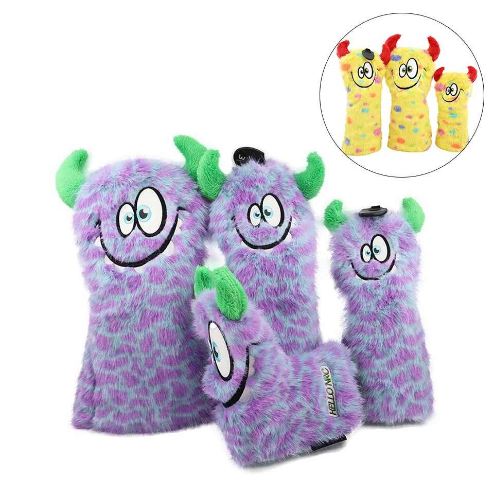 [11GOLF] Cover หัวไม้กอล์ฟ มอนสเตอร์ Head Cover แบบตุ๊กตา สีเหลือง สีม่วง สำหรับกีฬากอล์ฟ ตัวป้องกันหัวไม้กอล์ฟ QGT004