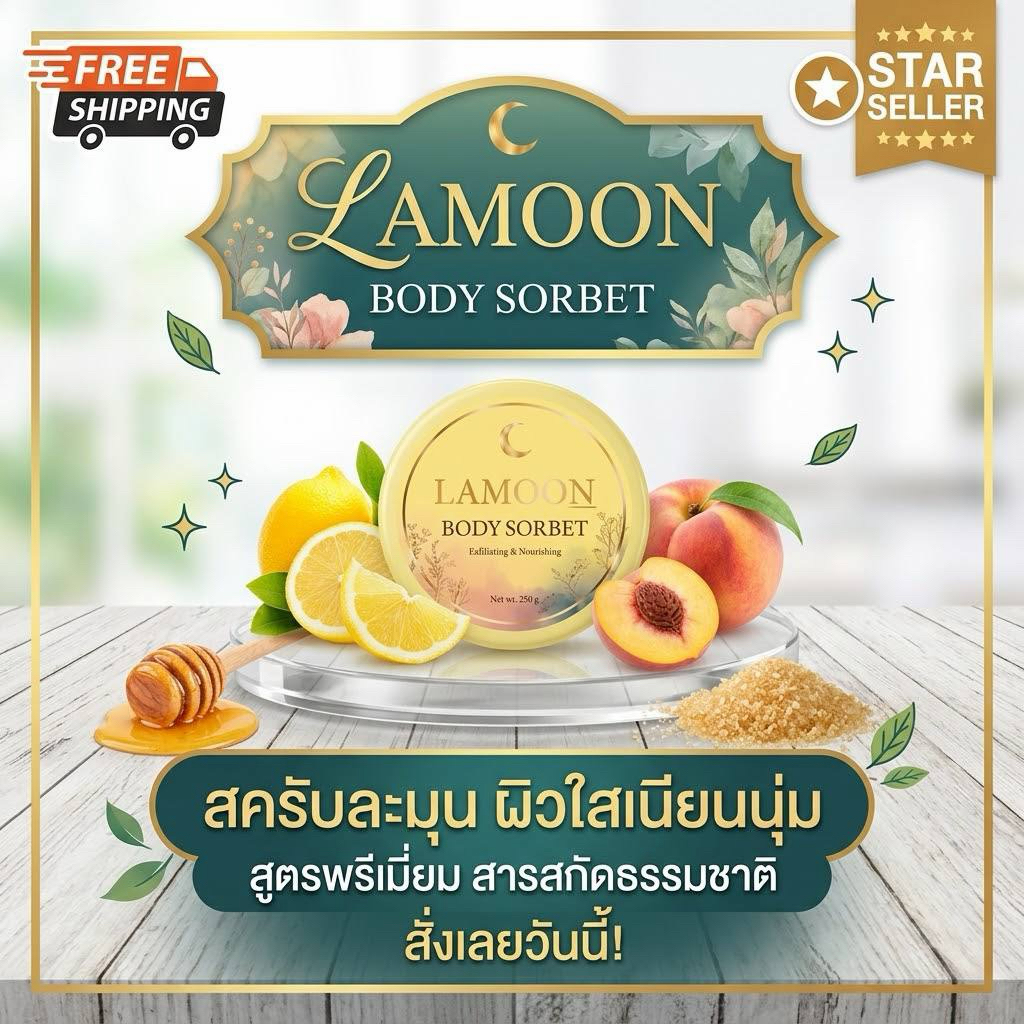 Lamoon Body Sorbet สครับผิว กลิ่นมะนาว สครับผิวกาย เนื้อนุ่ม ละมุน ไม่บาดผิว 250g