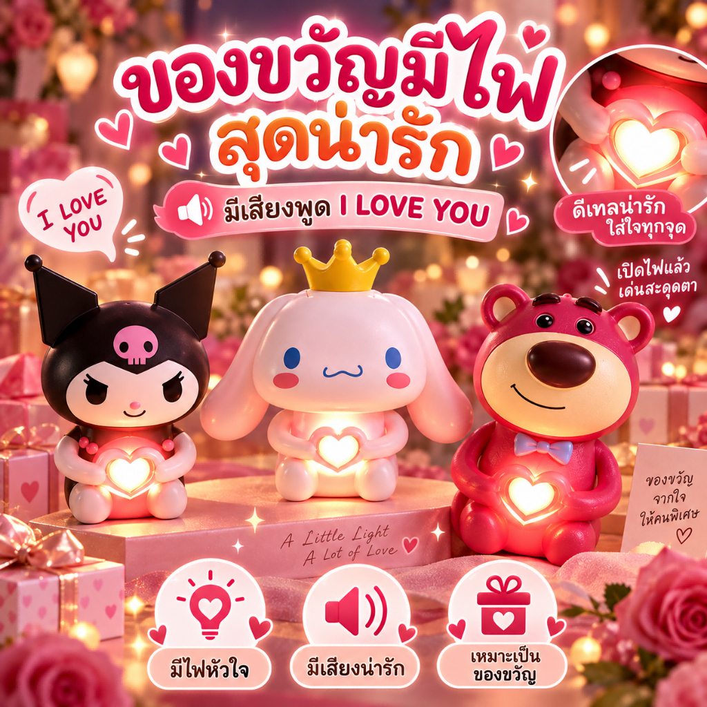 ตุ๊กตาพูดได้ I LOVE YOU การ์ตูนอะนิเมะ เสียงน่ารัก ของขวัญวันวาเลนไทน์ ของขวัญปีใหม่ บรรจุกล่องสี