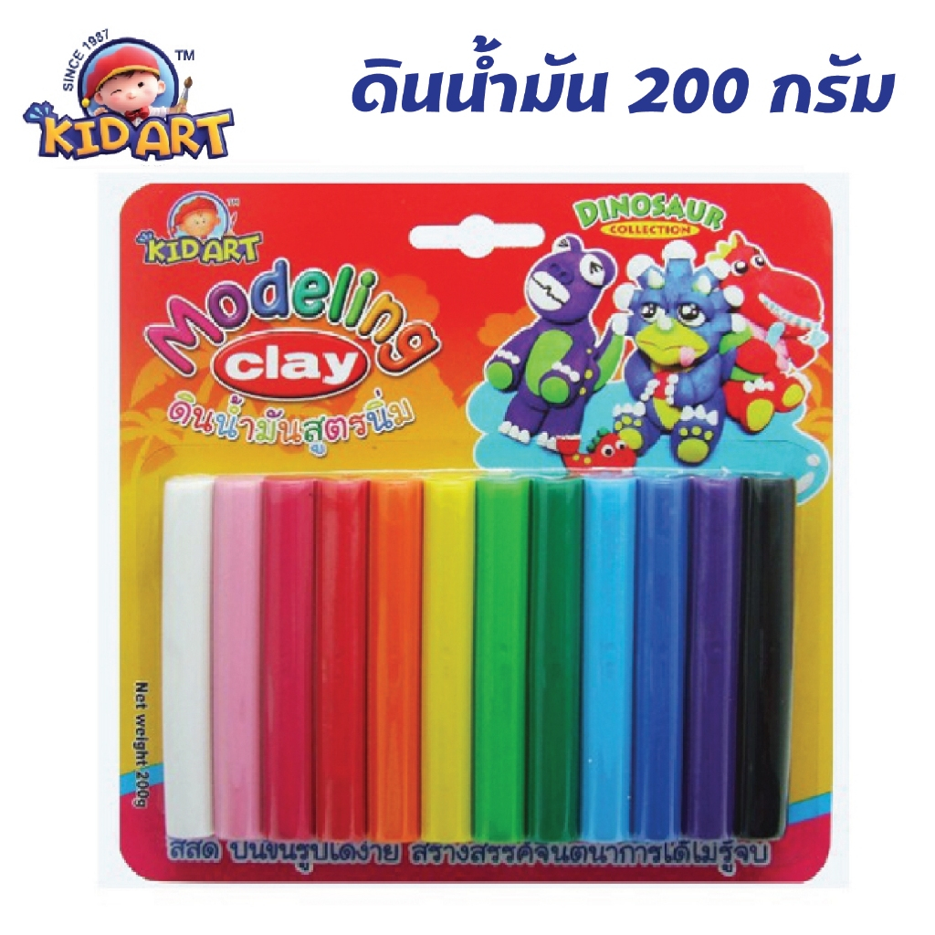 คิดอาร์ท ดินน้ำมัน 200กรัม 12สี คละสี   Kidart  Modeling Clay 200g. 12Colors   (T200-DI)