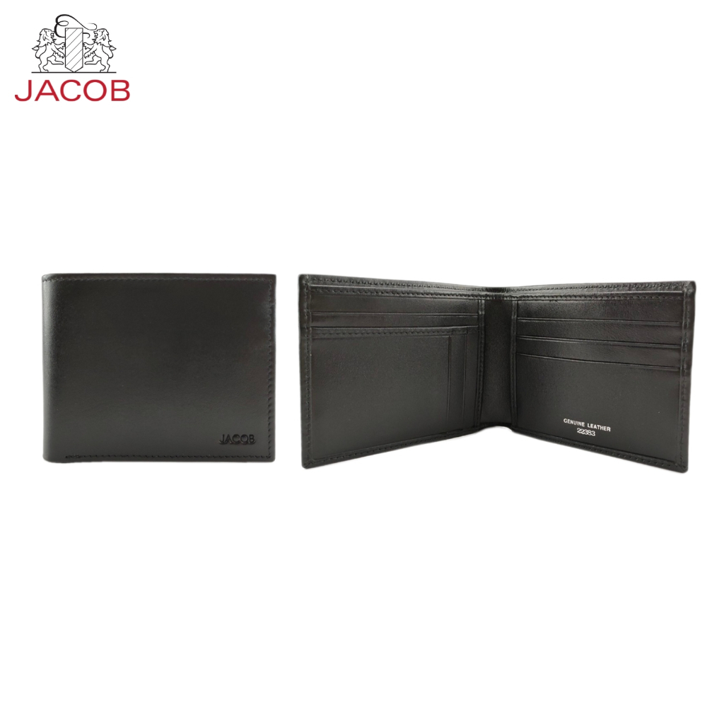 JACOB محفظة رجالية جلد أسود 22383